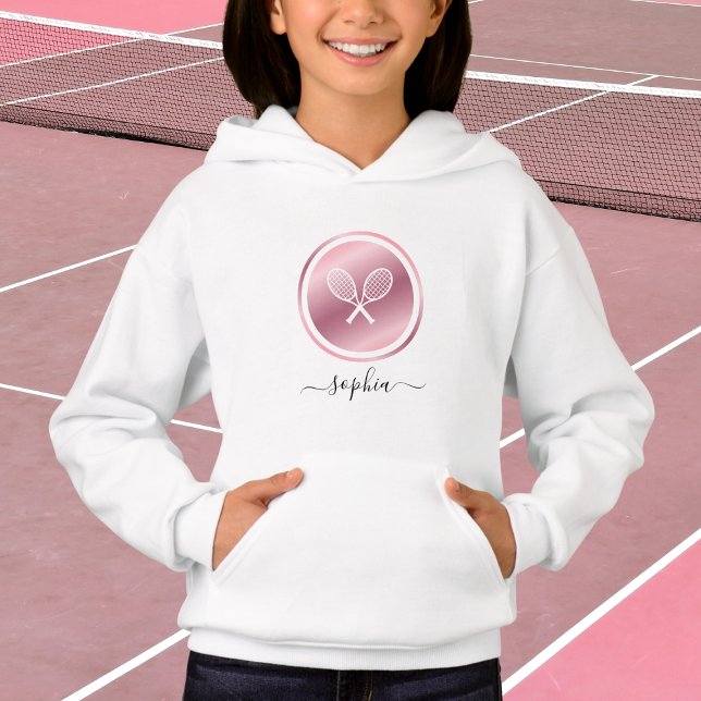 Rosa Oro Tennis Kids Personalized Hoodie (Subido por el creador)