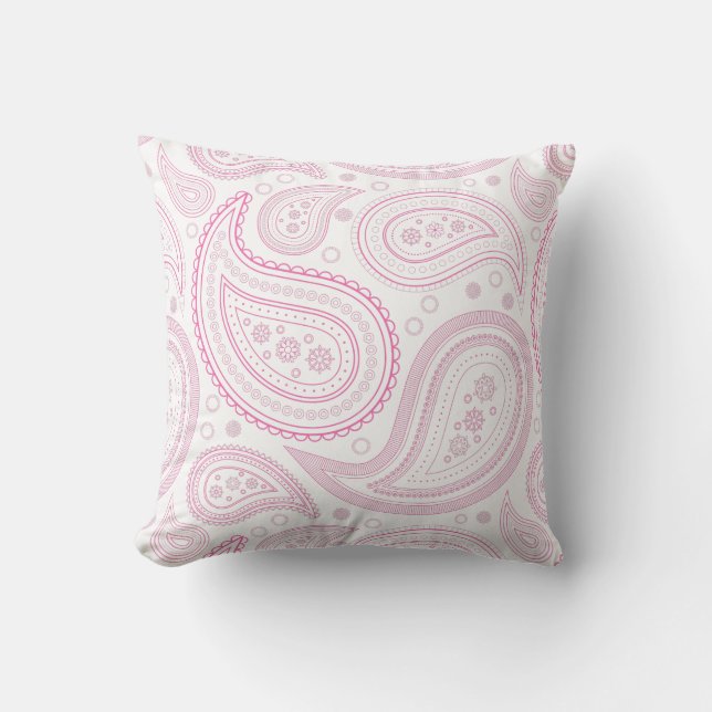 Rosa Paisley en Cojín decorativo blanco (Anverso)