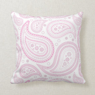 Rosa Paisley en Cojín decorativo blanco