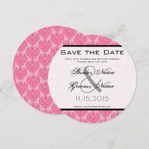 Rosa Pálido Rosa Caliente Damask Invitación de Bod