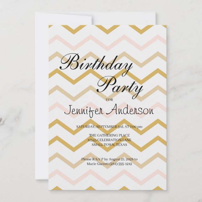 Rosa pastel y zig zag dorado (Anverso)