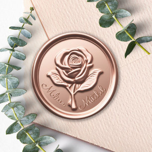 Rosa Pegatina de Sello para sobres Boda de Cera de
