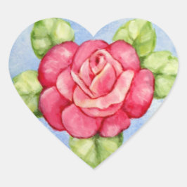 Rosa Pegatinas del corazón