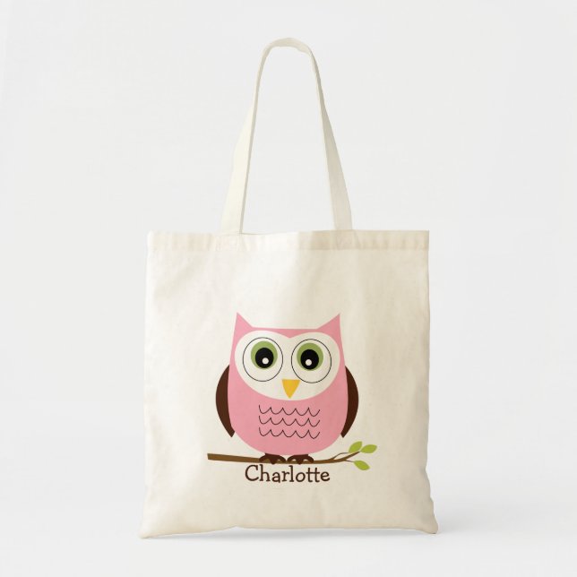 Rosa personalizado de los niños y la bolsa de asas (Frente)