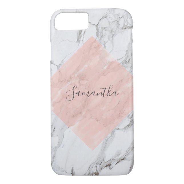Rosa personalizado Funda de Smartphone con Mármol  (Reverso)