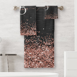 Rosa personalizado Purpurina de oro Monograma de e