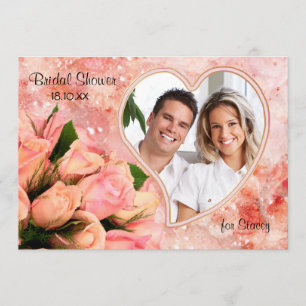 Rosa Petal Heart - Invitación a ducha de novia