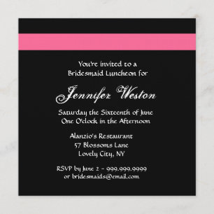 Rosa PINK y NEGRO Novia Invitación al almuerzo