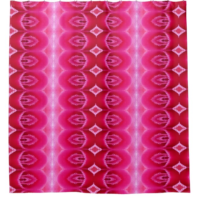 Rosa Pinkey Ikat Zen Cortina de Ducha (Anverso)