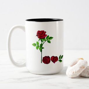 Rosa pintado a mano Mug - Romántica Copa de Café F