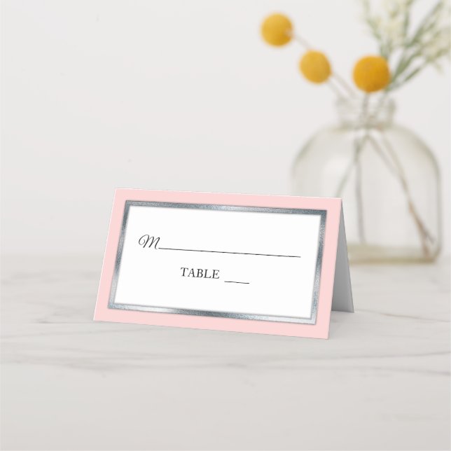 Rosa | Plata | Tarjetas blancas simples y elegante (Anverso)