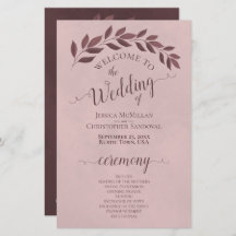 Rosa polvoriento deja elegante programa de matrimo