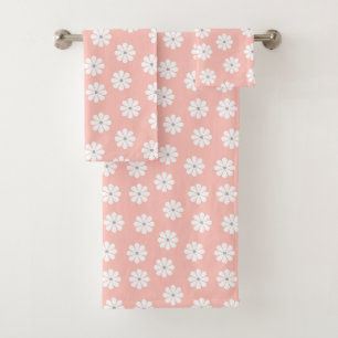 Rosa Polvoriento Retro Floral de Margarita Blanca