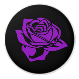 Rosa púrpura y pomo de cerámica negra