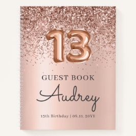 Rosa Purpurina de Oro Balón 13º libro de invitados