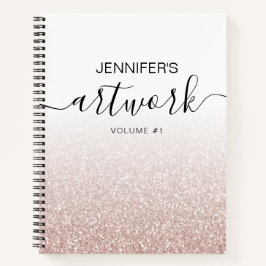 Rosa Purpurina de Oro Girly Ombre Nombre de libro 