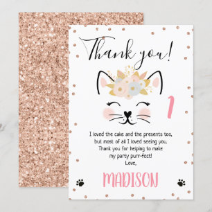 Rosa purpurina de oro kitten me agradezco tarjeta