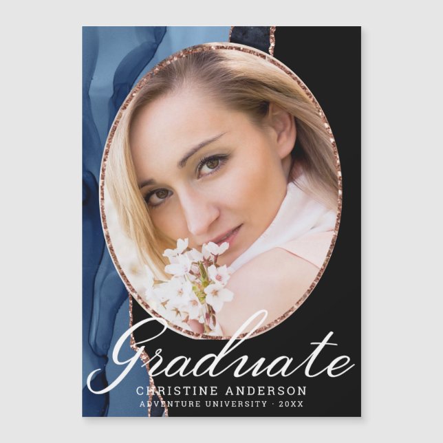 Rosa Purpurina de oro Marina Agate azul foto gradu (Anverso)