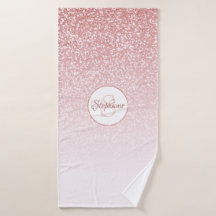 Rosa Purpurina de oro Monograma Rubor Ombre Rosa