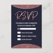 Rosa Purpurina de oro Navy Circular Azul RSVP