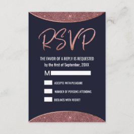 Rosa Purpurina de oro Navy Circular Azul RSVP
