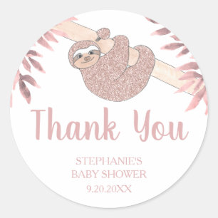 Rosa Purpurina de oro Pegatina de Baby Shower de e