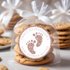 Rosa Purpurina de oro Pegatina de Baby Shower Favo