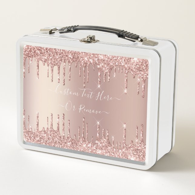 Rosa Purpurina de oro Personalizado Texto Caja de  (Anverso)