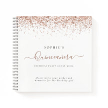 Rosa Purpurina de Oro Quinceañera Libro de Invitad