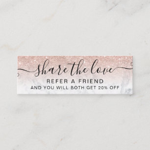 Rosa purpurina de oro tarjeta de remisión de moda 