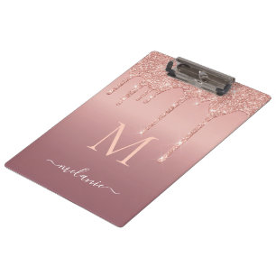 Rosa Purpurina dorado Portapapeles Personalizado c