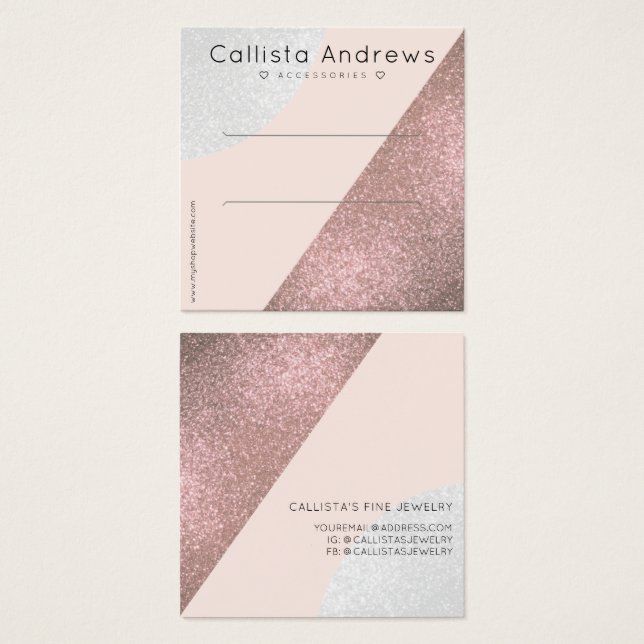 Rosa Purpurina rosa dorado Geo Heart Hair Clip Dis (Anverso y reverso)