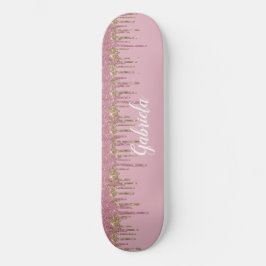 Rosa Purpurina Skateboard con nombre