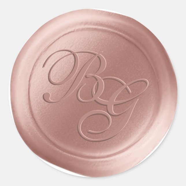 Rosa Quartz Pegatinas de sellos de cera de monogra (Anverso)