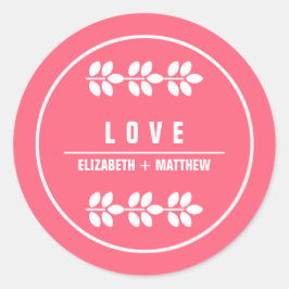 Rosa | Ramas Blancas Pegatinas Favores de la Boda