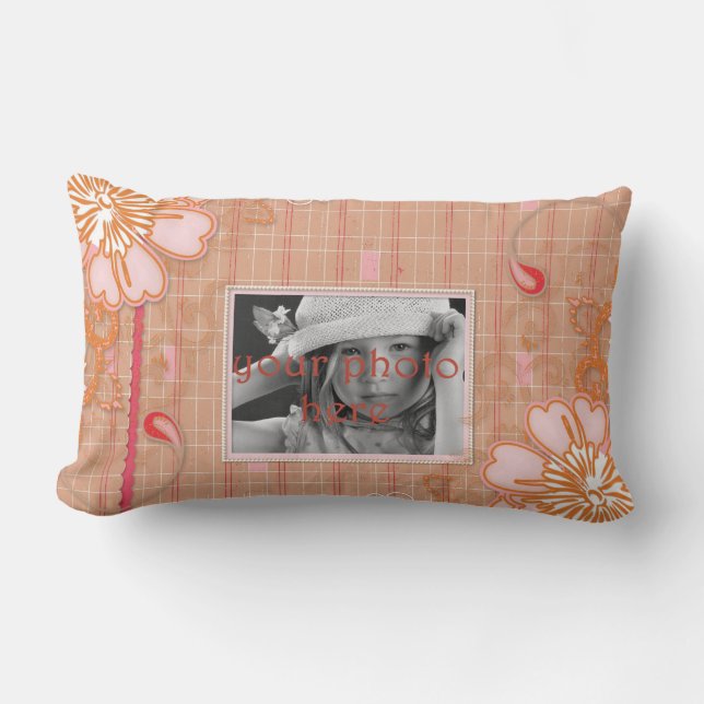Rosa Red Tan Plaid Lumbar Cojín decorativo (Anverso)