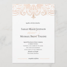 Rosa Relieve metalizado Faux Boho Moda Invitación