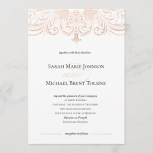 Rosa Relieve metalizado Faux Boho Moda Invitación