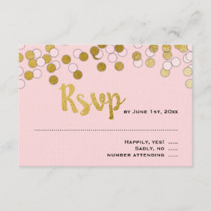 Rosa Respuesta RSVP de Gold Confetti Bat Mitzvah