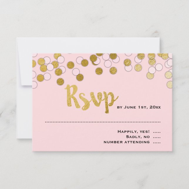 Rosa | Respuesta RSVP de Gold Confetti Bat Mitzvah (Anverso)