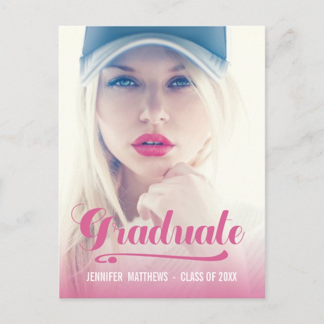 Rosa retro negrita | Invitación a la fiesta de gra (Anverso)