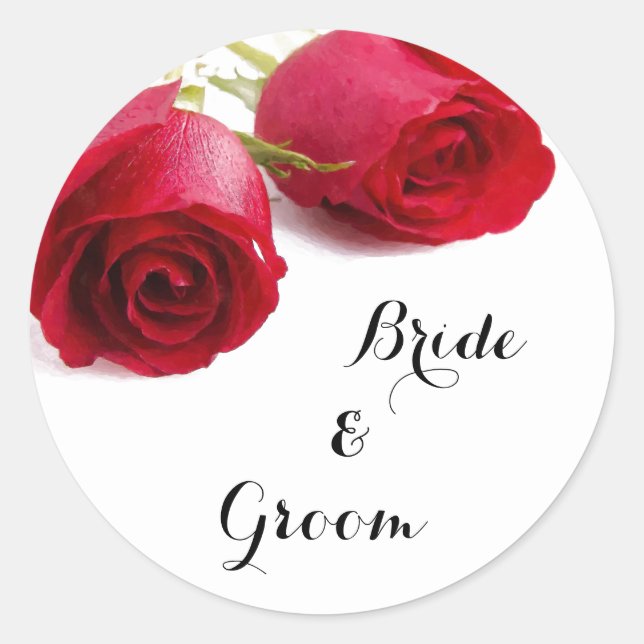 Rosa roja acuarela - Pegatina Rosa (Anverso)