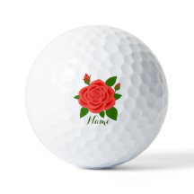 Rosa Roja Con Bolas De Golf De Valor De Texto Y De