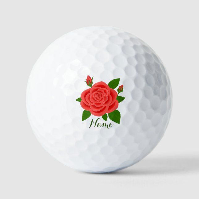 Rosa Roja Con Bolas De Golf De Valor De Texto Y De (Anverso)