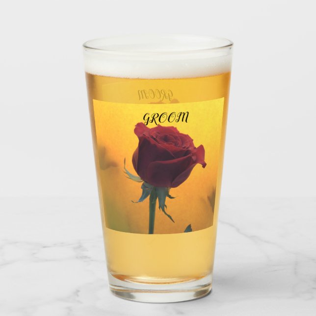 Rosa roja con vidrio Boda amarillo (Anverso (lleno))