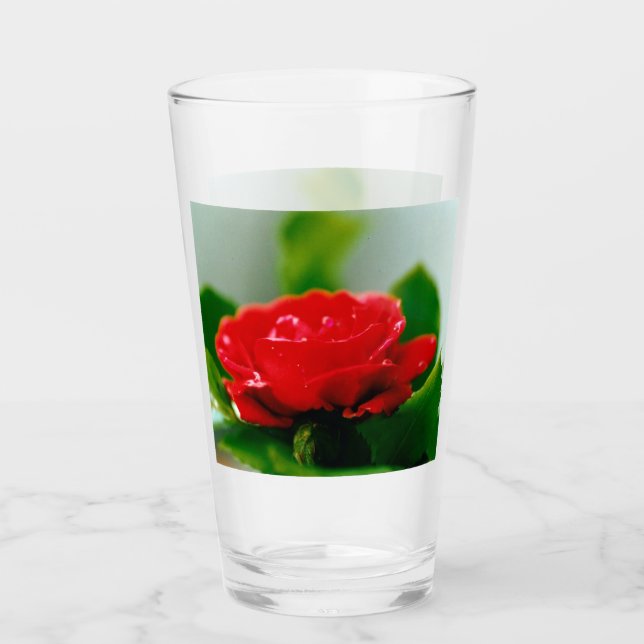 Rosa Roja de la pasión cubierta de rocío (Anverso)