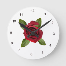 Rosa roja de reloj de pared acrílico con números