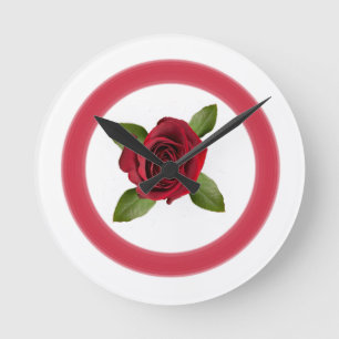 Rosa roja del reloj de pared acrílico