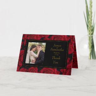 Rosa Roja Elegante - Tarjeta de Agradecimiento de