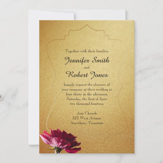 Rosa Roja en invitación a la Boda de Oro (Anverso)